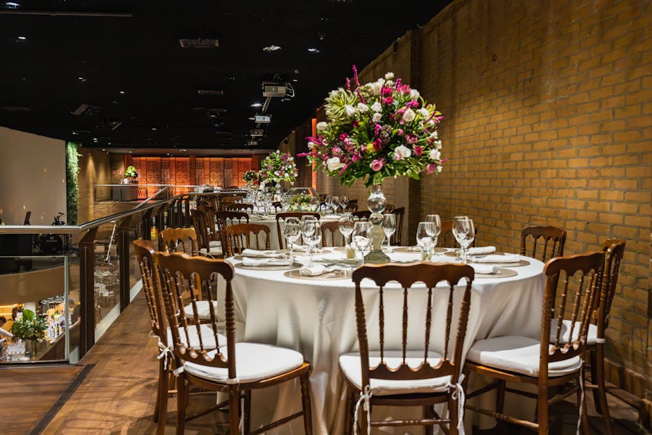 Tables de reception dressees, La Rose de Canaan